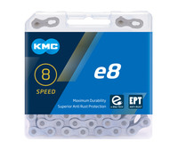 Lánc KMC E8 8 speed e-bike 1/2 x 3/32 136L ezüst/fekete